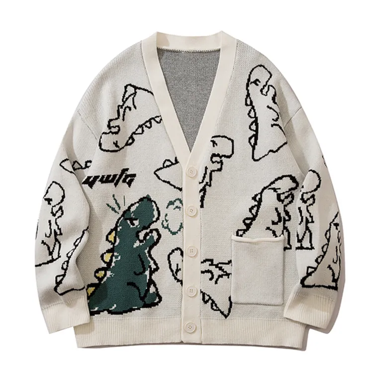 custom-men-s-dinosaur-jacquard-knit-cardigan-white