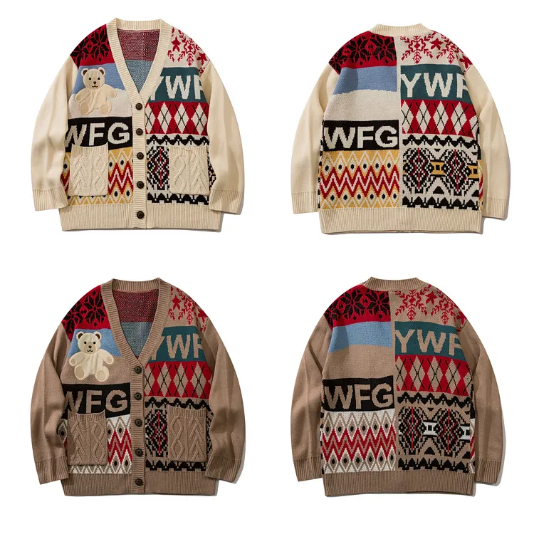 custom-mens-christmas-bear-jacquard-cardigan-flat-details