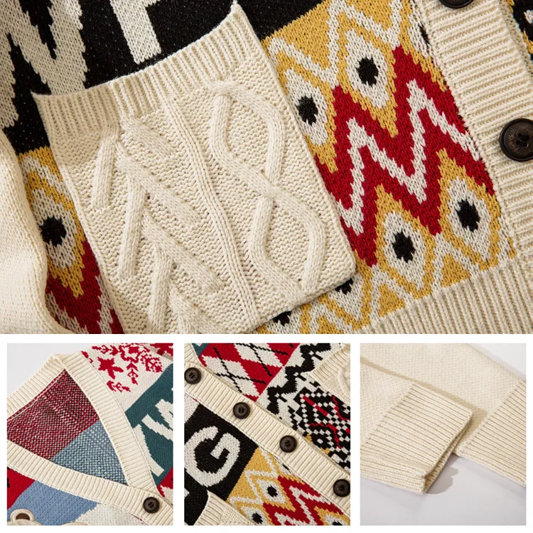 custom-mens-christmas-bear-jacquard-cardigan-knitting-details