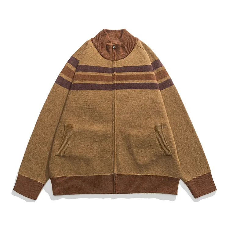 custom-men-s-stripe-full-zip-cardigan-brown