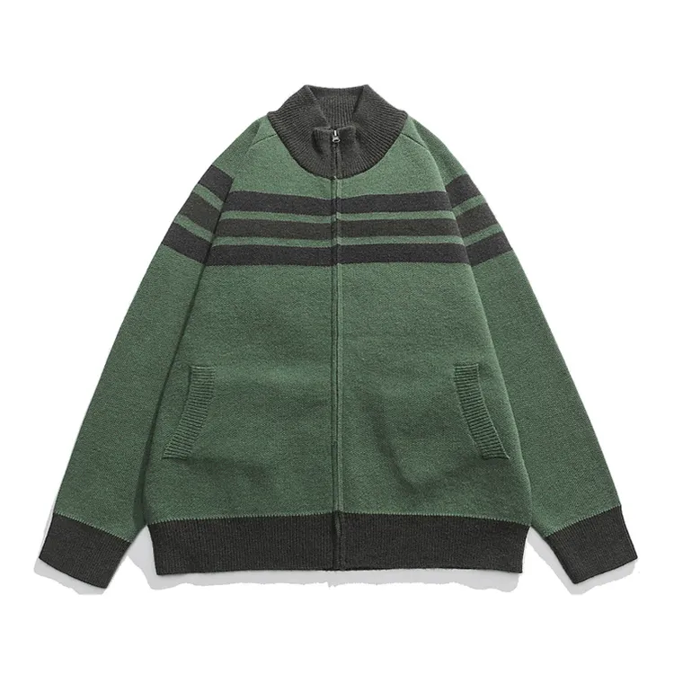 custom-men-s-stripe-full-zip-cardigan-green