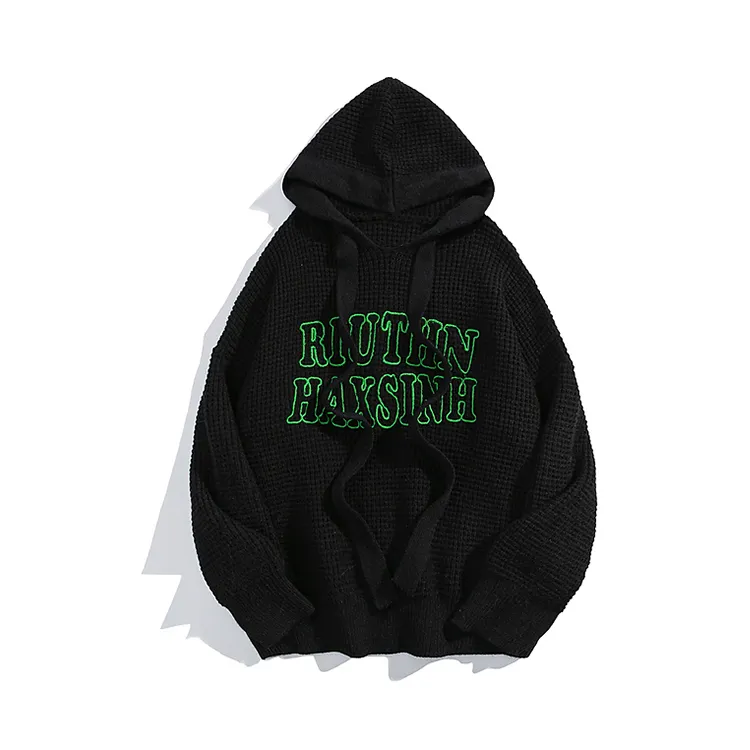 custom-men-s-heavyweight-waffle-knit-graphic-hoodie-black