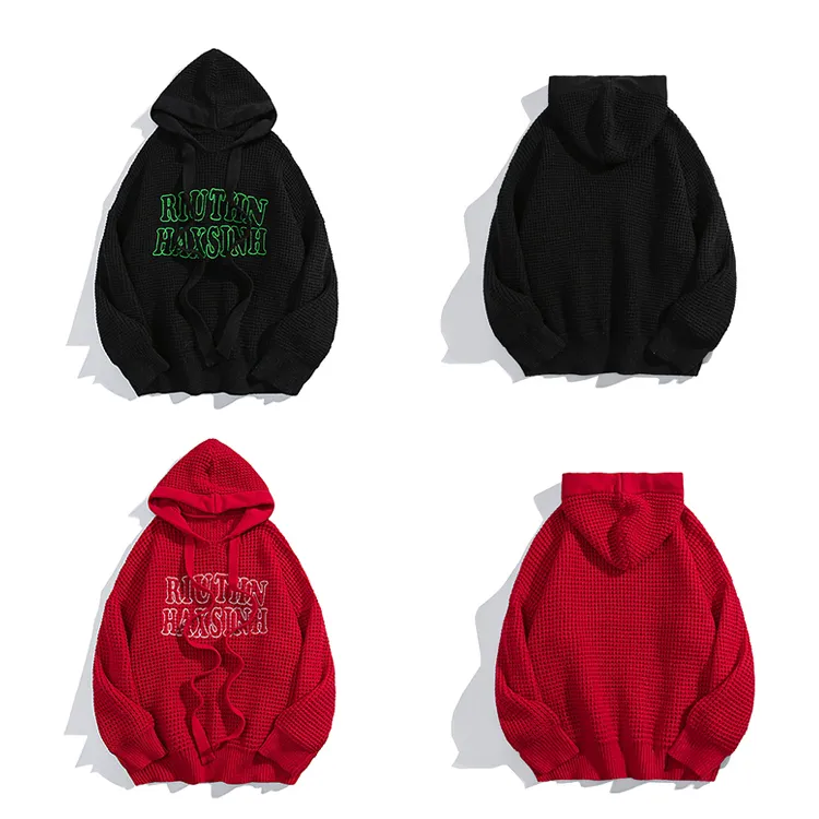 custom-men-s-heavyweight-waffle-knit-graphic-hoodie-flat-display