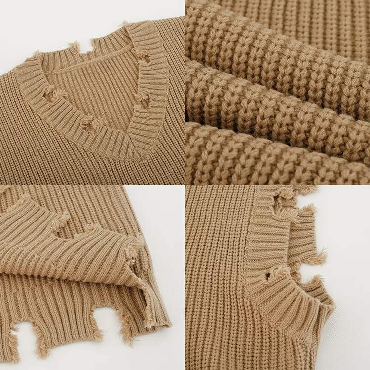 custom-distressed-oversized-knit-v-neck-vest-knitting-details
