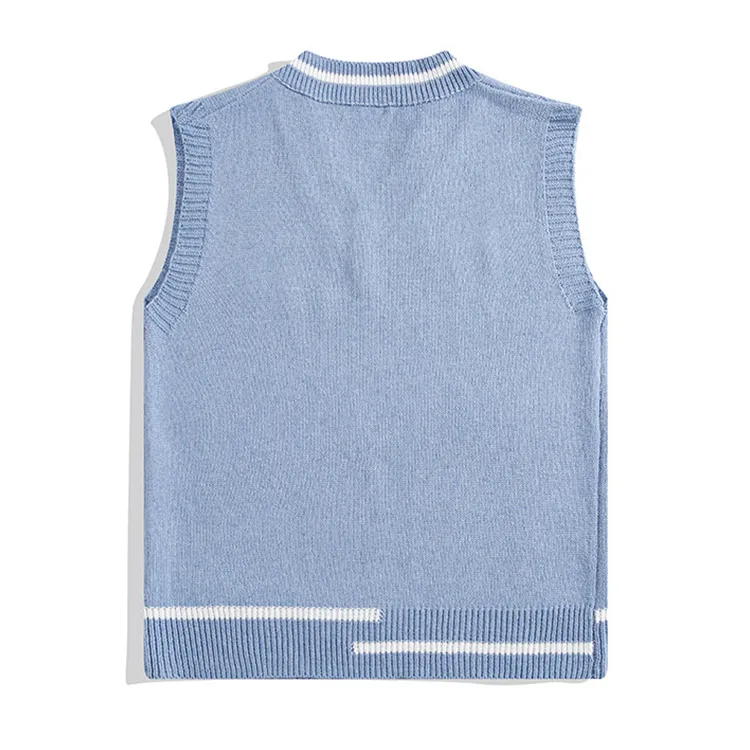 custom-minimalist-color-block-v-neck-knit-vest-back