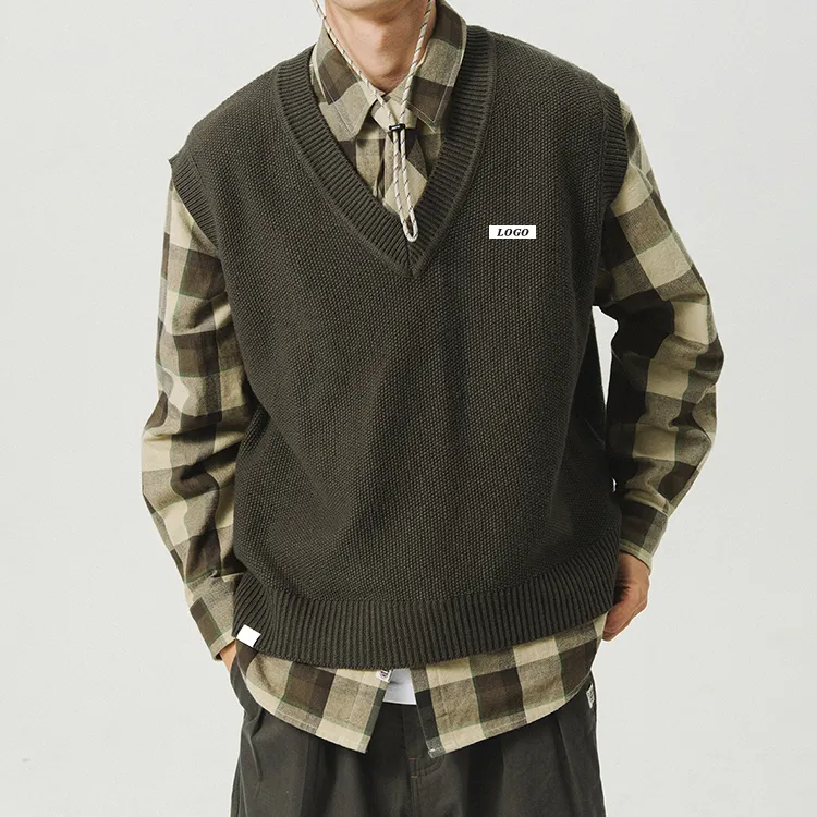 custom-v-neck-knit-vest-oversized-boxy-fit-model-showcase