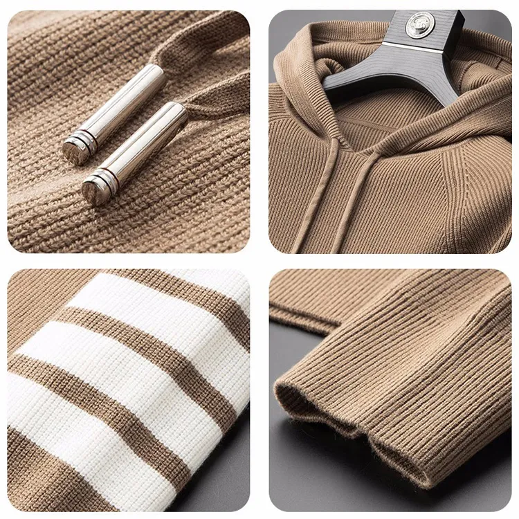 custom-four-bar-stripe-knit-hooded-tracksuit-set-knitting-details