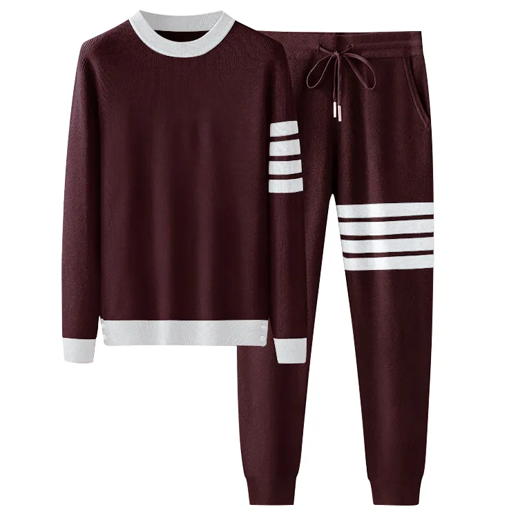 custom-four-bar-stripe-knit-tracksuit-set-red