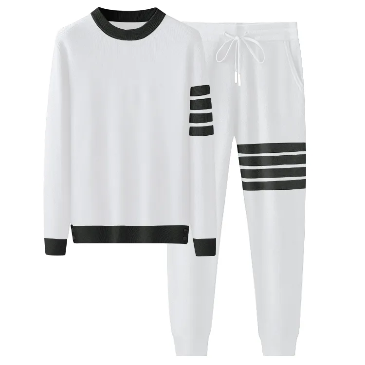custom-four-bar-stripe-knit-tracksuit-set-white