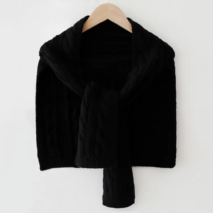 custom-convertible-cable-knit-poncho-scarf-shawl-black