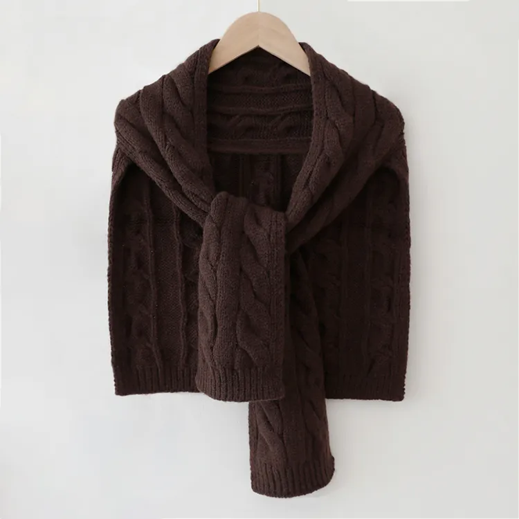 custom-convertible-cable-knit-poncho-scarf-shawl-brown