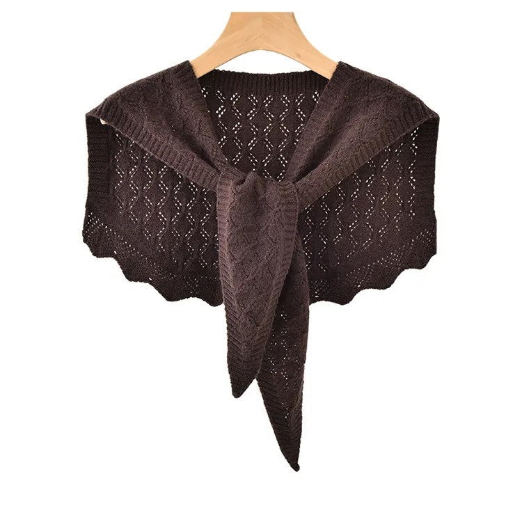 custom-diamond-eyelet-knit-poncho-shawl-dark-brown