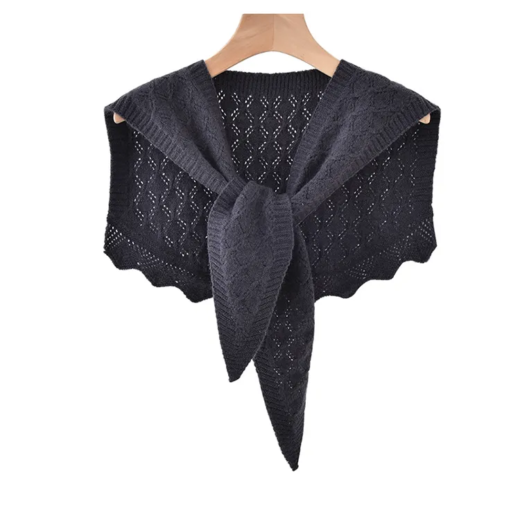 custom-diamond-eyelet-knit-poncho-shawl-dark-grey