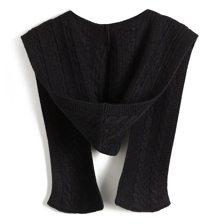 custom-hooded-cable-knit-poncho-shawl-wrap-black
