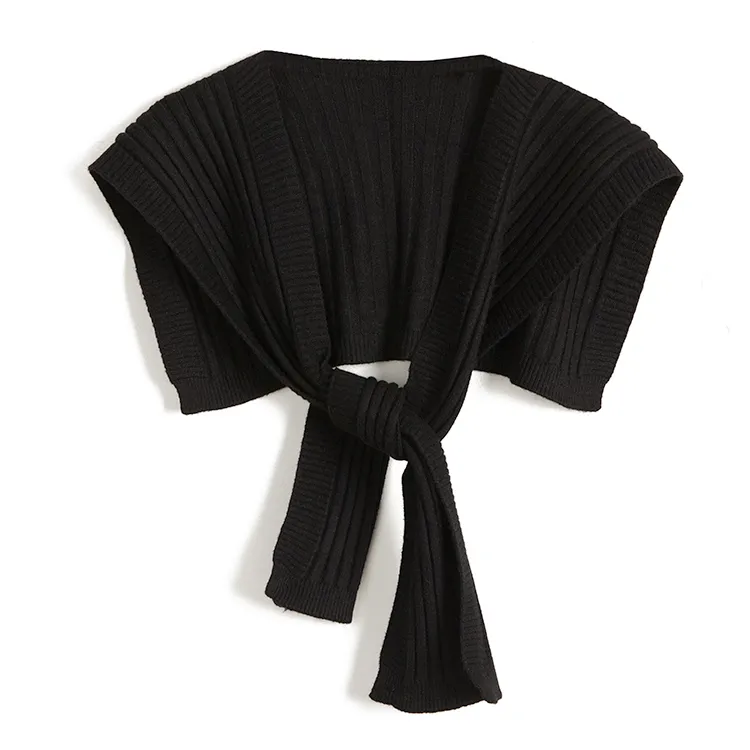 custom-ribbed-knit-poncho-scarf-wrap-black