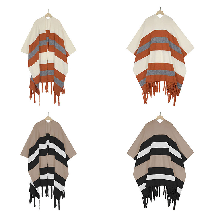 custom-striped-knit-poncho-cardigan-fringe-flat-display