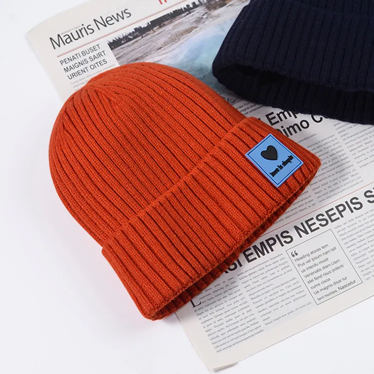 -custom-unisex-rib-knit-cuffed-beanie-logo-patch-red