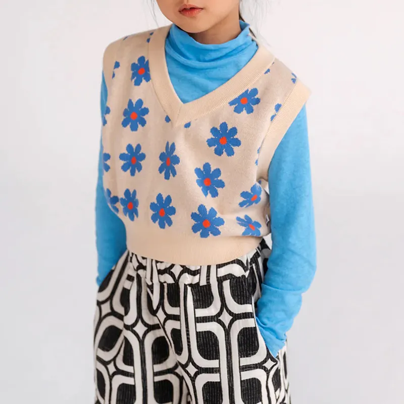 custom-kids-intarsia-floral-sweater-vest-model-showcase