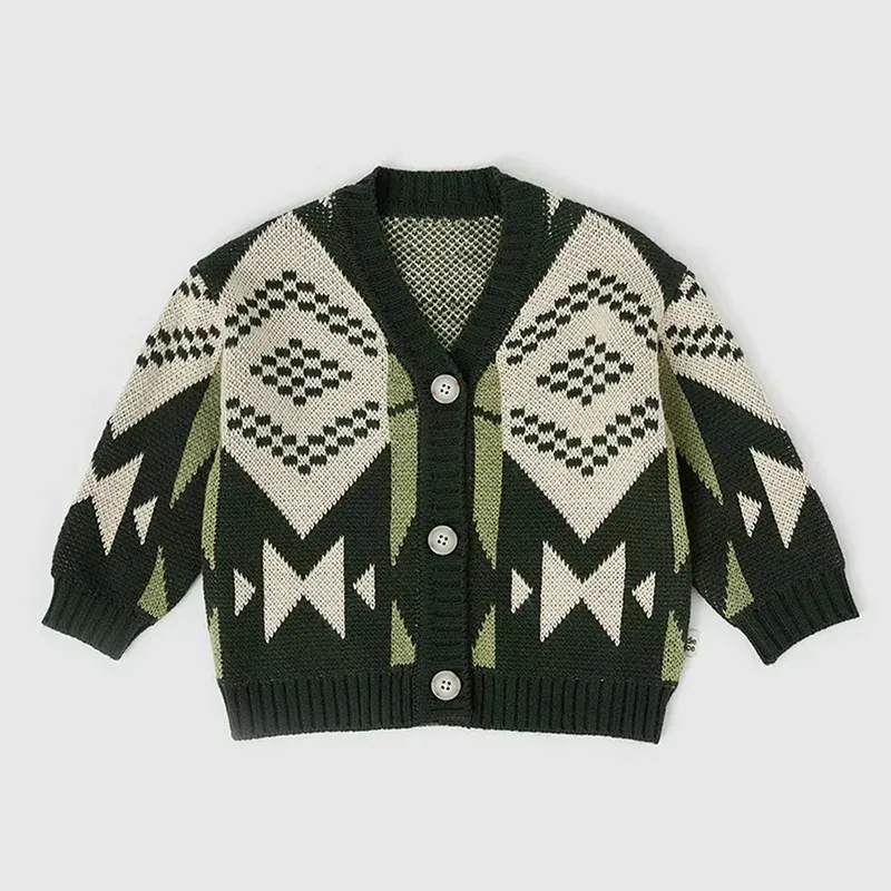 custom-kids-nordic-jacquard-v-neck-cardigan-green