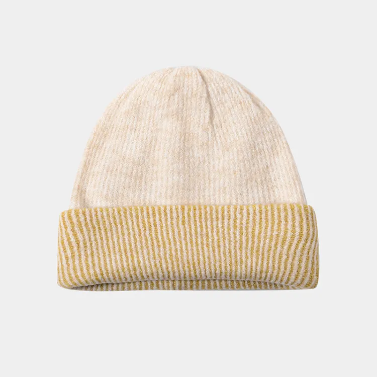 custom-two-tone-striped-cuffed-beanie-yellow