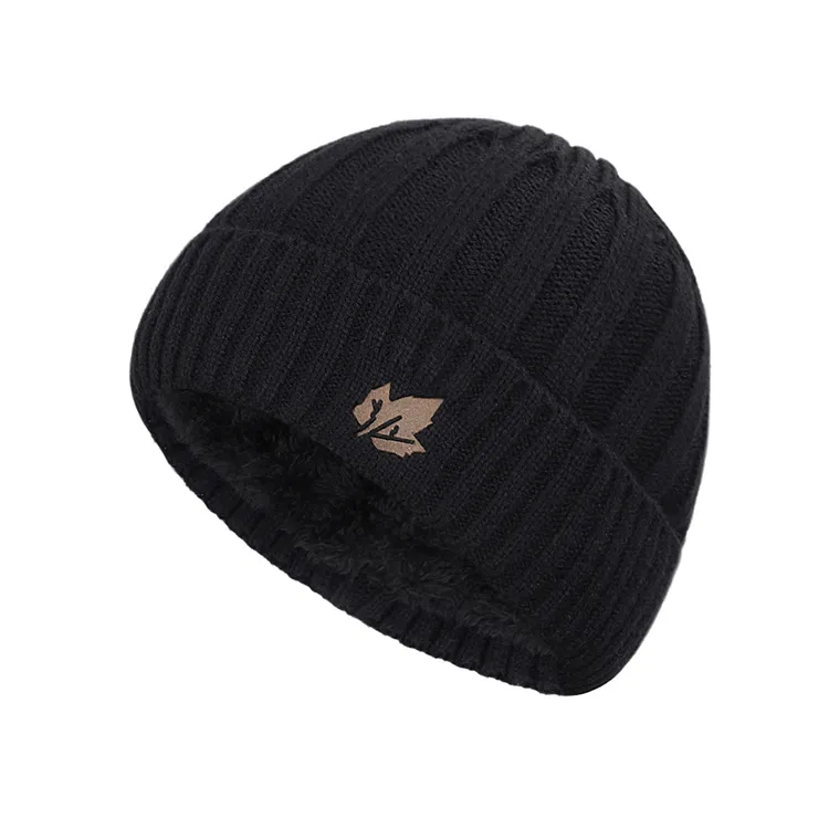 custom-unisex-chunky-rib-knit-cuffed-beanie-black