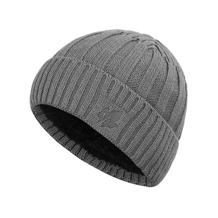 custom-unisex-chunky-rib-knit-cuffed-beanie-grey