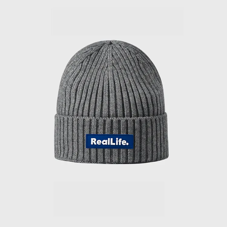 custom-unisex-rib-knit-cuffed-beanie-grey