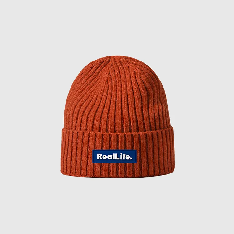 custom-unisex-rib-knit-cuffed-beanie-red