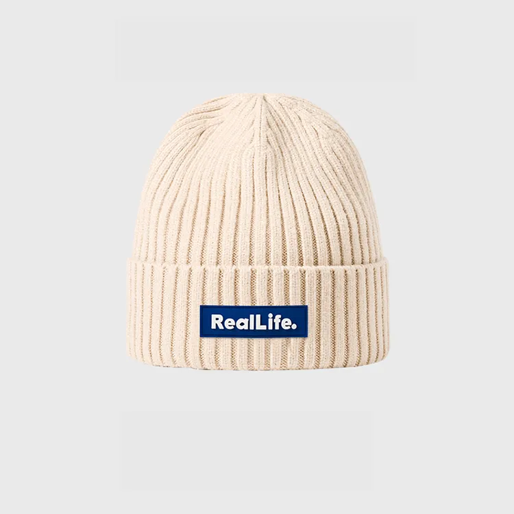custom-unisex-rib-knit-cuffed-beanie-white