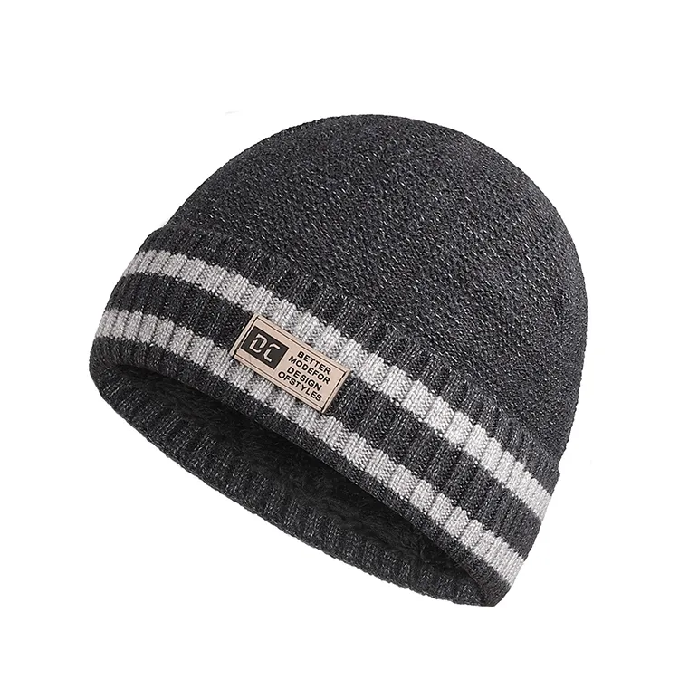 custom-unisex-striped-cuffed-beanie-dark-grey