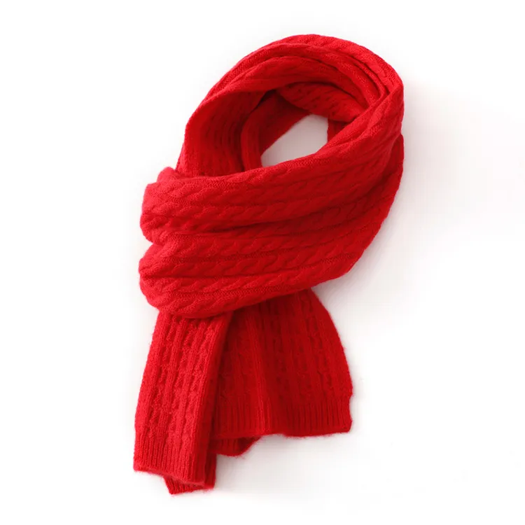 custom-cable-knit-winter-scarf-light-red