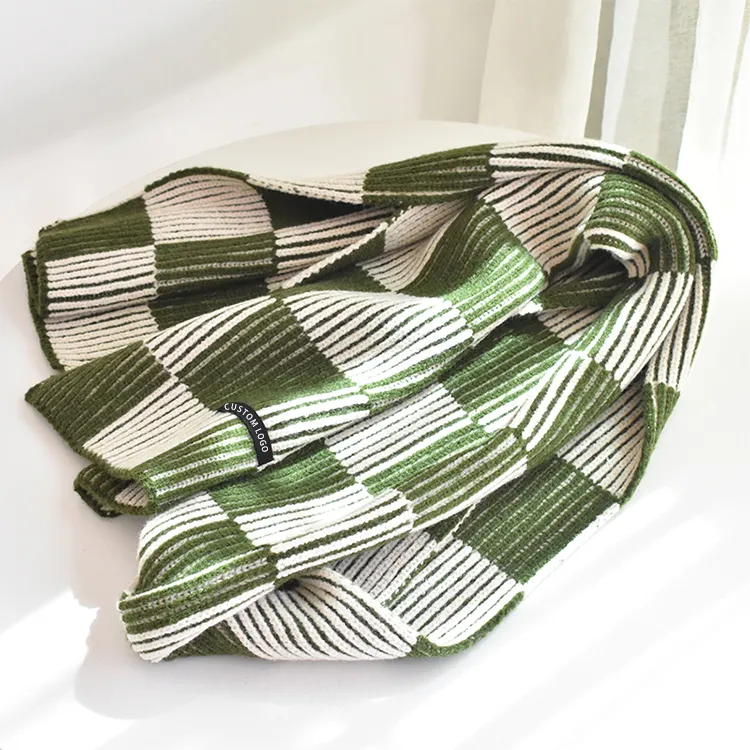 custom-checkerboard-ribbed-knit-scarf-flat-display