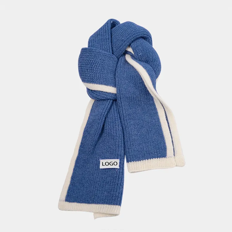 custom-contrast-trim-ribbed-knit-scarf-dark-blue