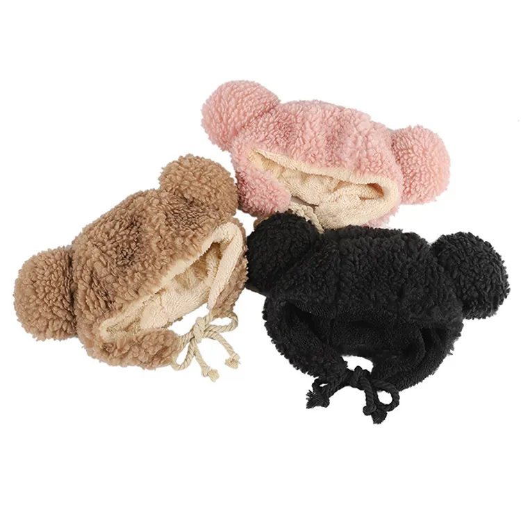 custom-cute-pom-pom-sherpa-fleece-bonnet-flat-display