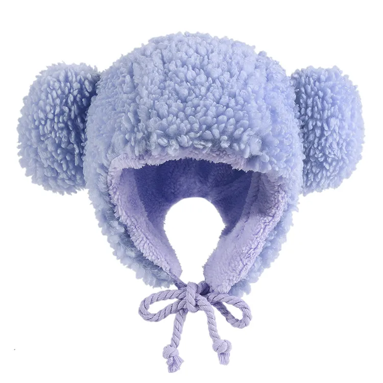 custom-cute-pom-pom-sherpa-fleece-bonnet-purple