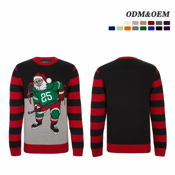 custom-santa-hockey-player-christmas-sweater-flat-display