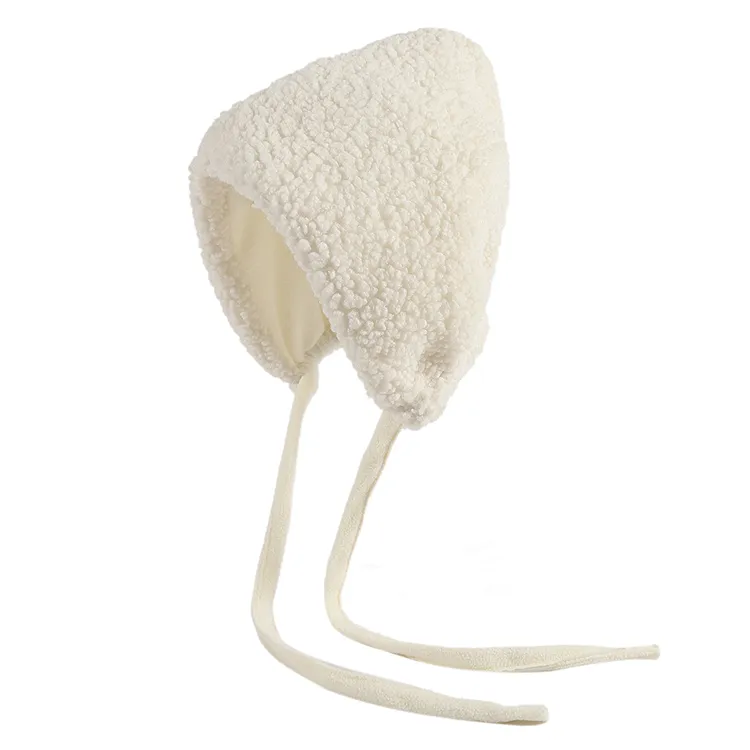 custom-sherpa-fleece-bonnet-winter-hat-white