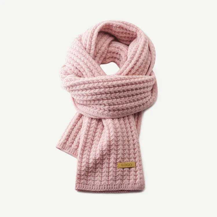 custom-waffle-ribbed-knit-scarf-pink