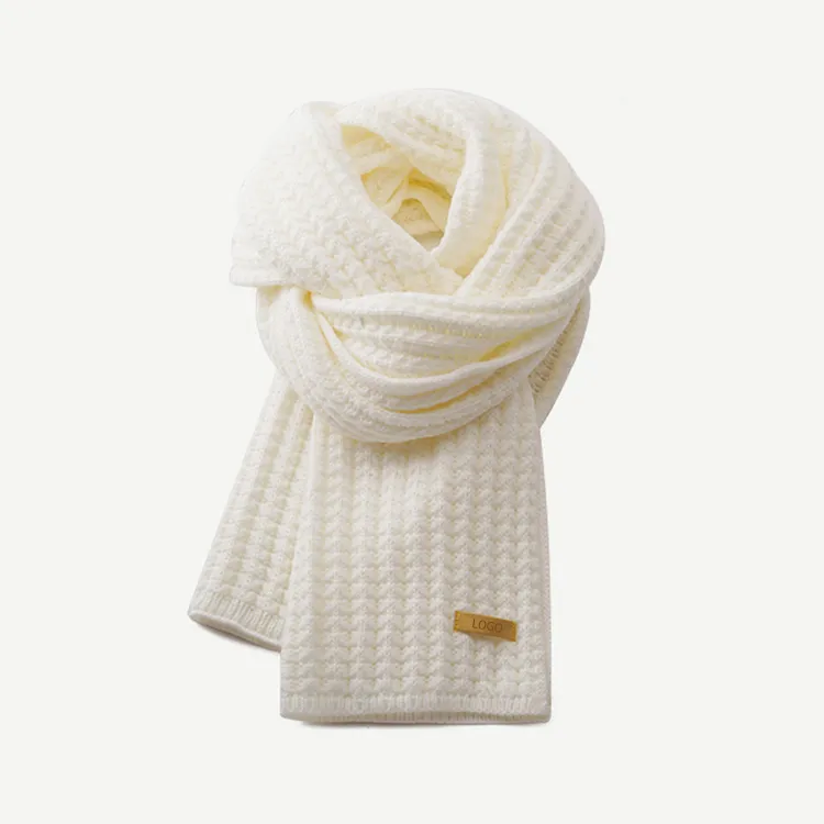 custom-waffle-ribbed-knit-scarf-white