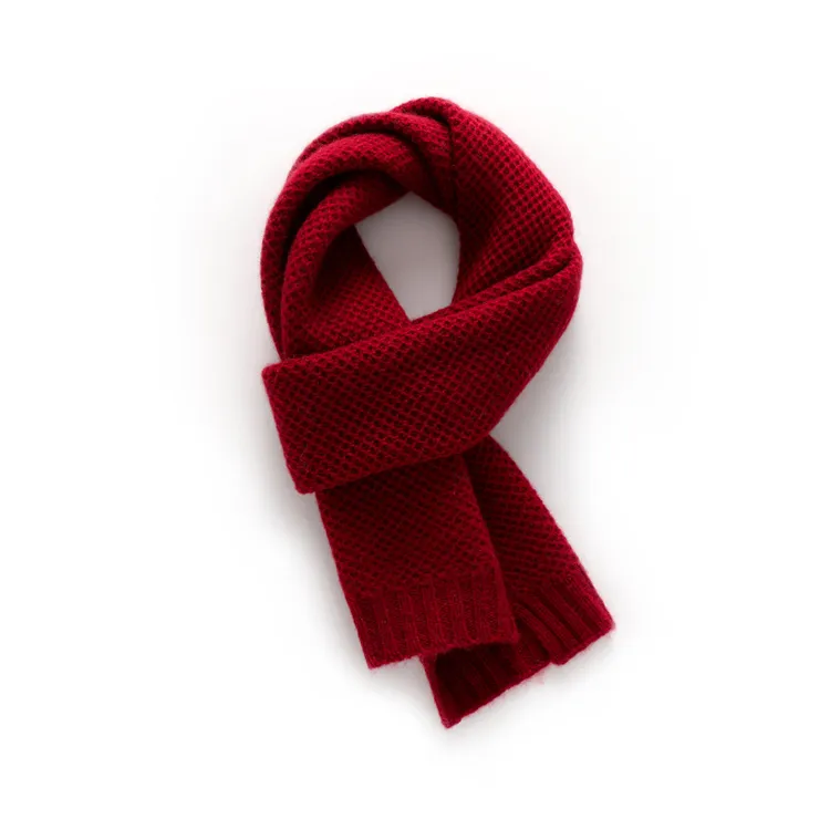 custom-waffle-texture-knit-scarf-red