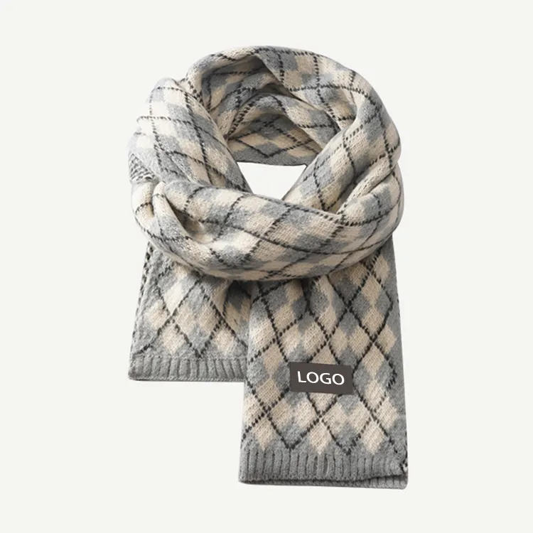 custom-argyle-pattern-knit-scarf-grey