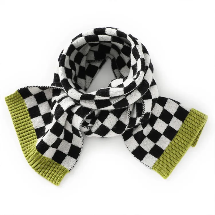 custom-checkerboard-knit-winter-scarf-flat-display