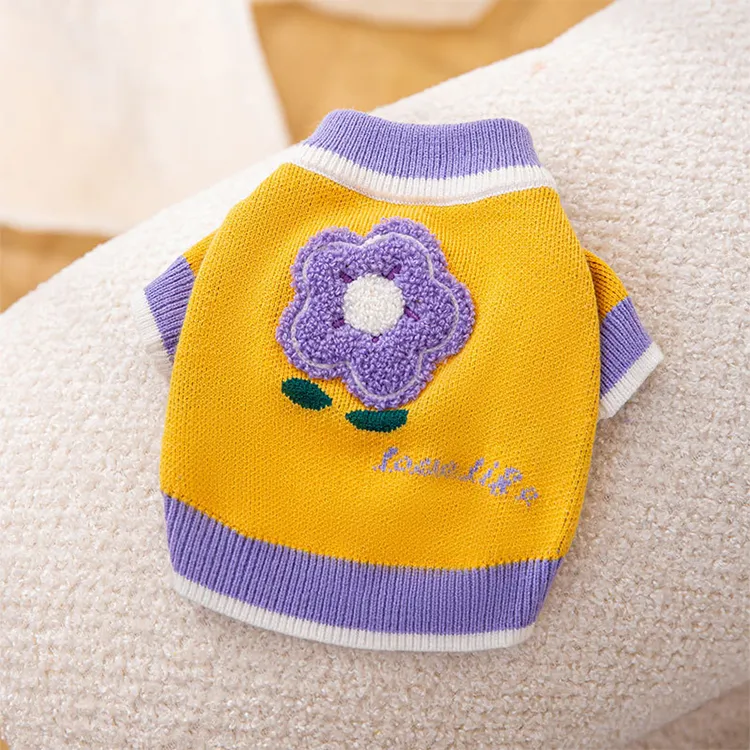 custom-floral-applique-pet-sweater-yellow