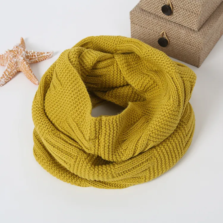 custom-geometric-cable-knit-infinity-scarf-yellow