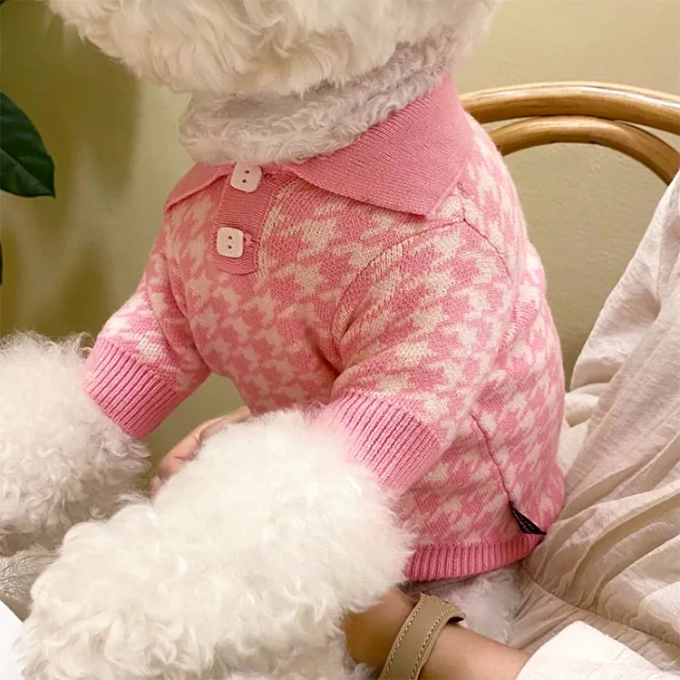 custom-houndstooth-knit-pet-sweater-pink