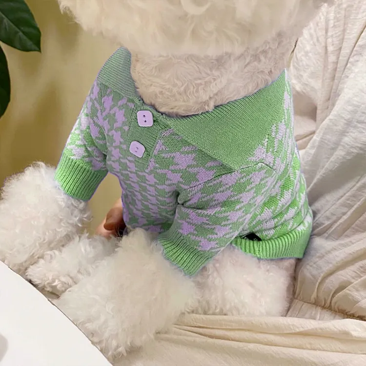 custom-houndstooth-knit-pet-sweater-purple-and-green