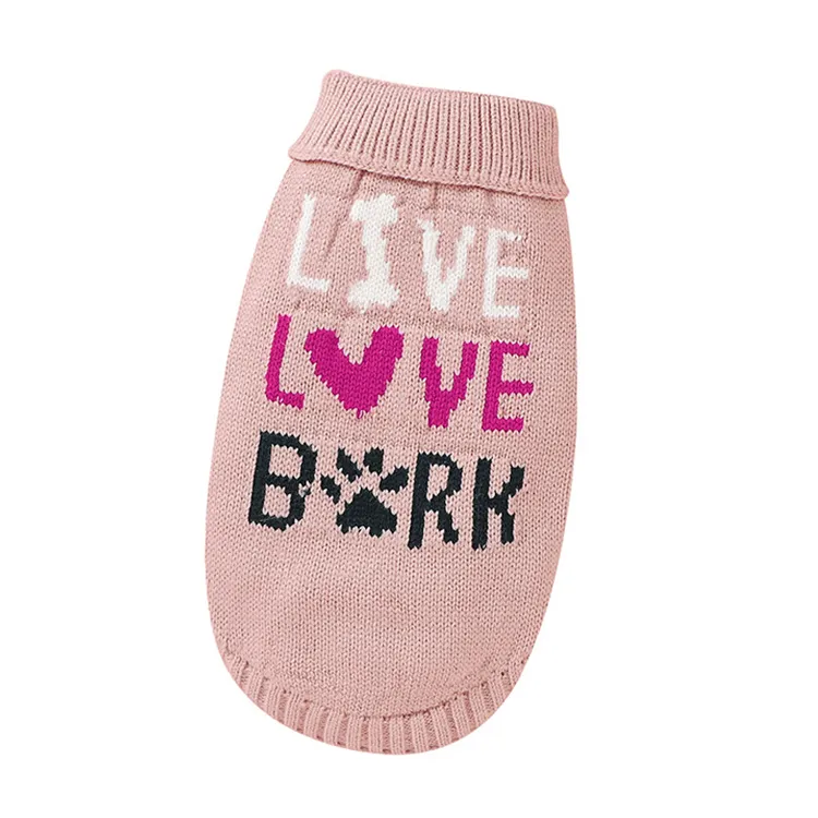 custom-slogan-jacquard-knit-pet-sweater-pink