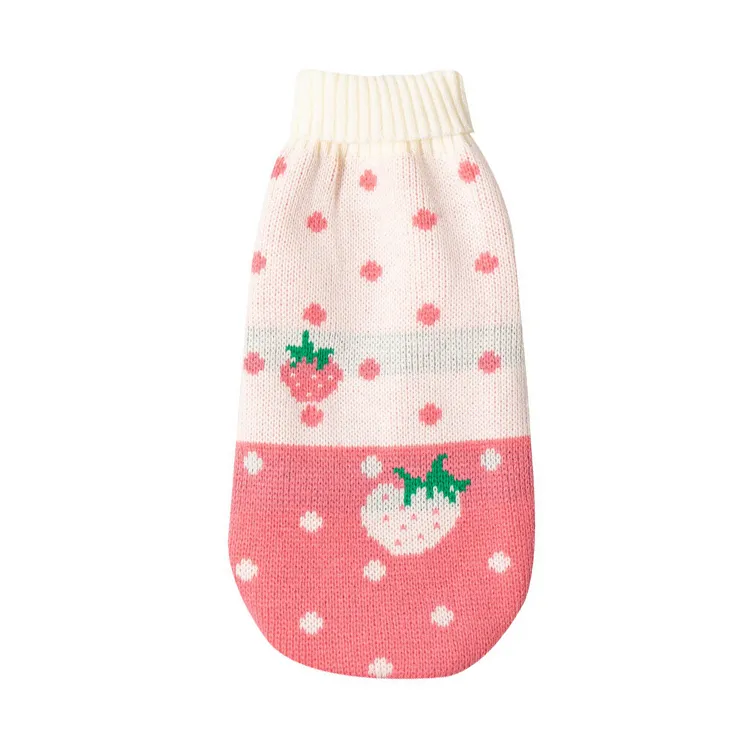 custom-strawberry-polka-dot-pet-sweater-pink