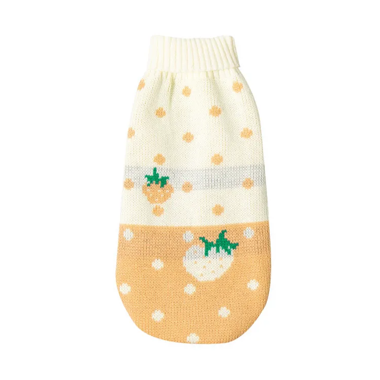 custom-strawberry-polka-dot-pet-sweater-yellow