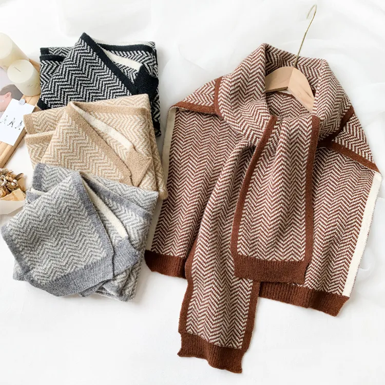 custom-herringbone-jacquard-knit-poncho-scarf-flat-display